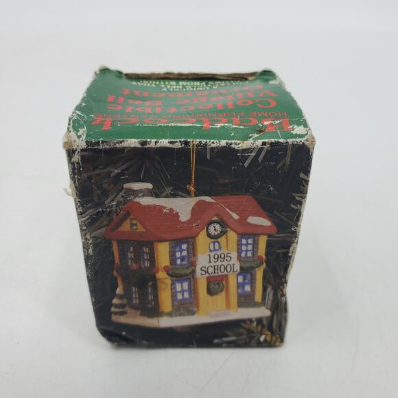 Badcock 1995 School Building Village Bell Christmas Tree Ornament Porcelain 3" - Picture 10 of 14
